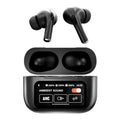A9 Pro Earbuds With Anc Technology Sleek Matte Black Design Led Indicator Built In Screen And Clear Sound Quality