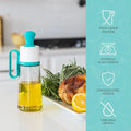 3 in 1 Oil Dispenser Bottle for Kitchen with Brush Glass Spray Bottle 550ml